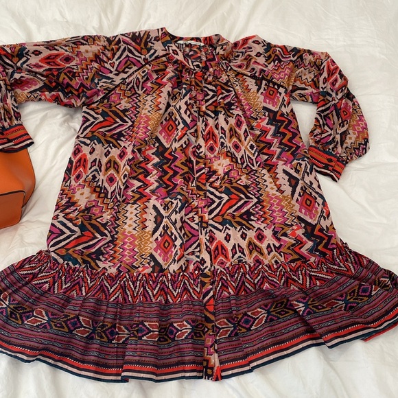 Beautiful Zara BOHO dress size large peasant ruffled hem - Picture 7 of 9